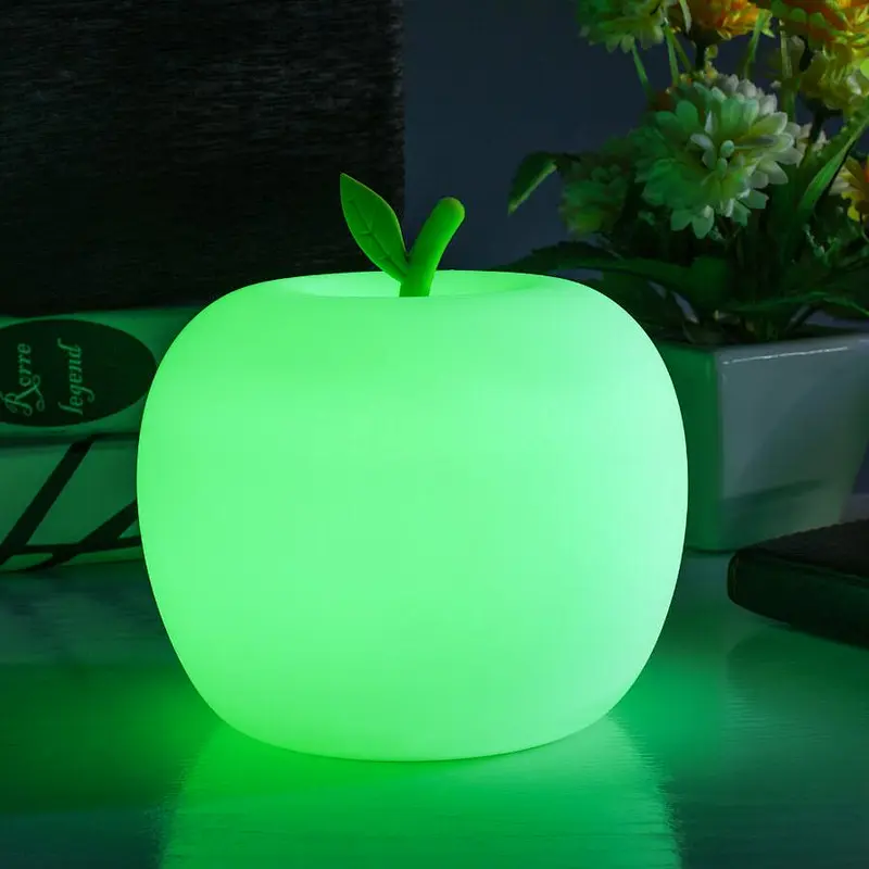 Custom led soft touch silicone night light for kids apple lamp light up silicone fruit night light
